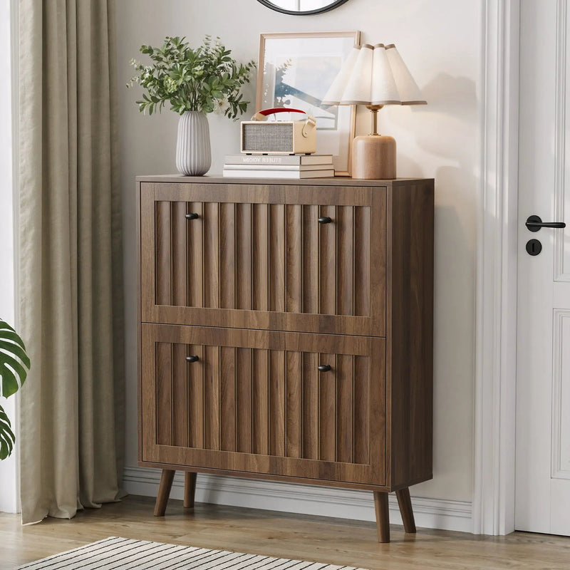 Shoe Cabinet, Storage Unit For Hallways - Walnut by Unique Piece Furniture