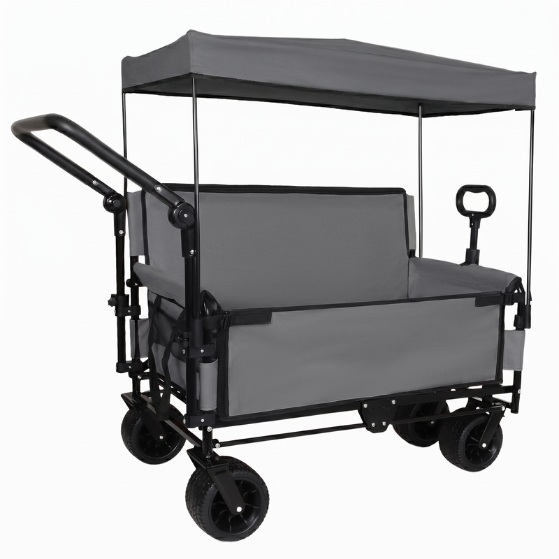 3-in-1 Folding Wagon Cart with Bench Seat, Canopy & Storage by HouseOfZazla