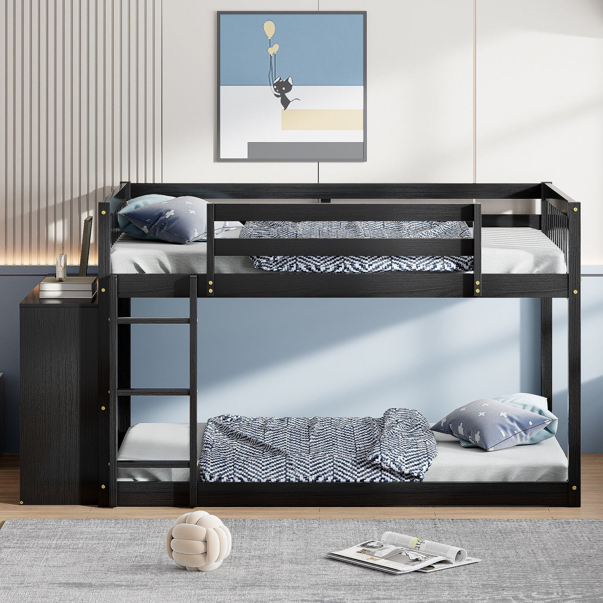 Bunk Bed With 4 Drawers and 3 Shelves - Solid Pine Wood, photo 23 of 24