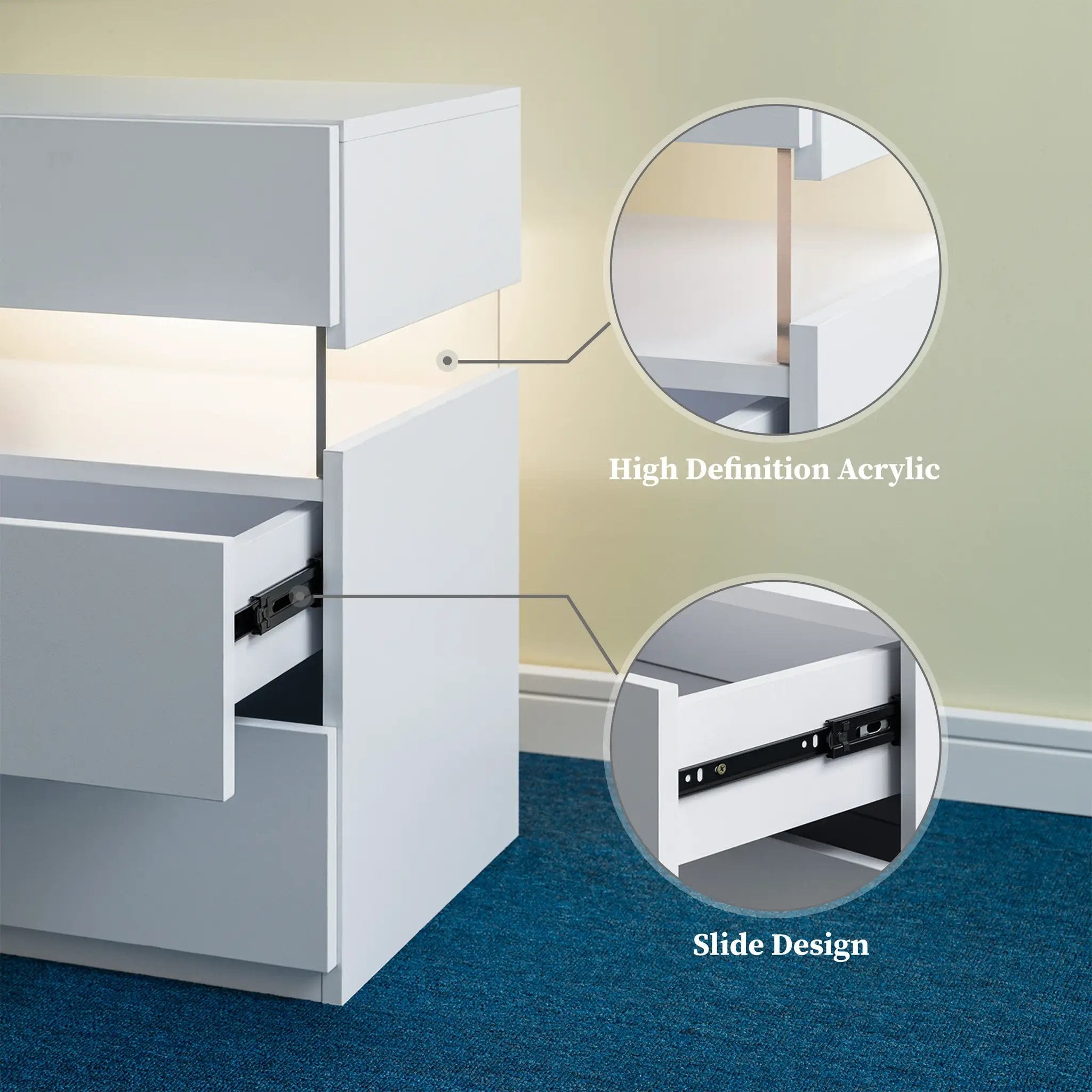 LED Nightstands with 3 Drawers by HouseOfZazla