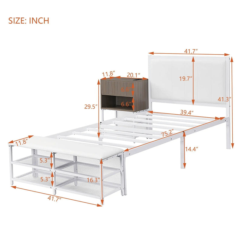 Platform Bed With 2 Tier Storage Shelves, Storage Cabinet by HouseOfZazla