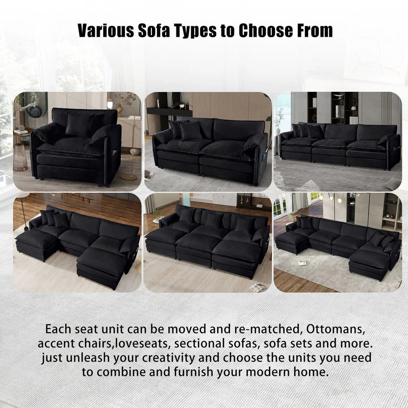 Oversized Chair With Movable Ottoman, Soft Upholstered Lounge Chair