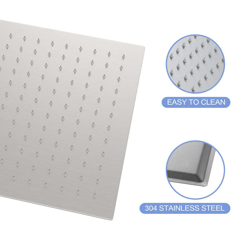 Modern 10" Square Rainfall Shower Head & Stainless Steel Wall Or Ceiling Mount Luxury Spa Shower Panel by HouseOfZazla