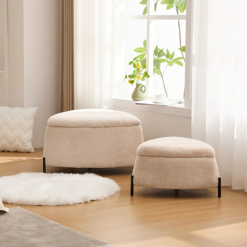 Upholstered Storage Ottoman Set With Reversible Lid by HouseOfZazla