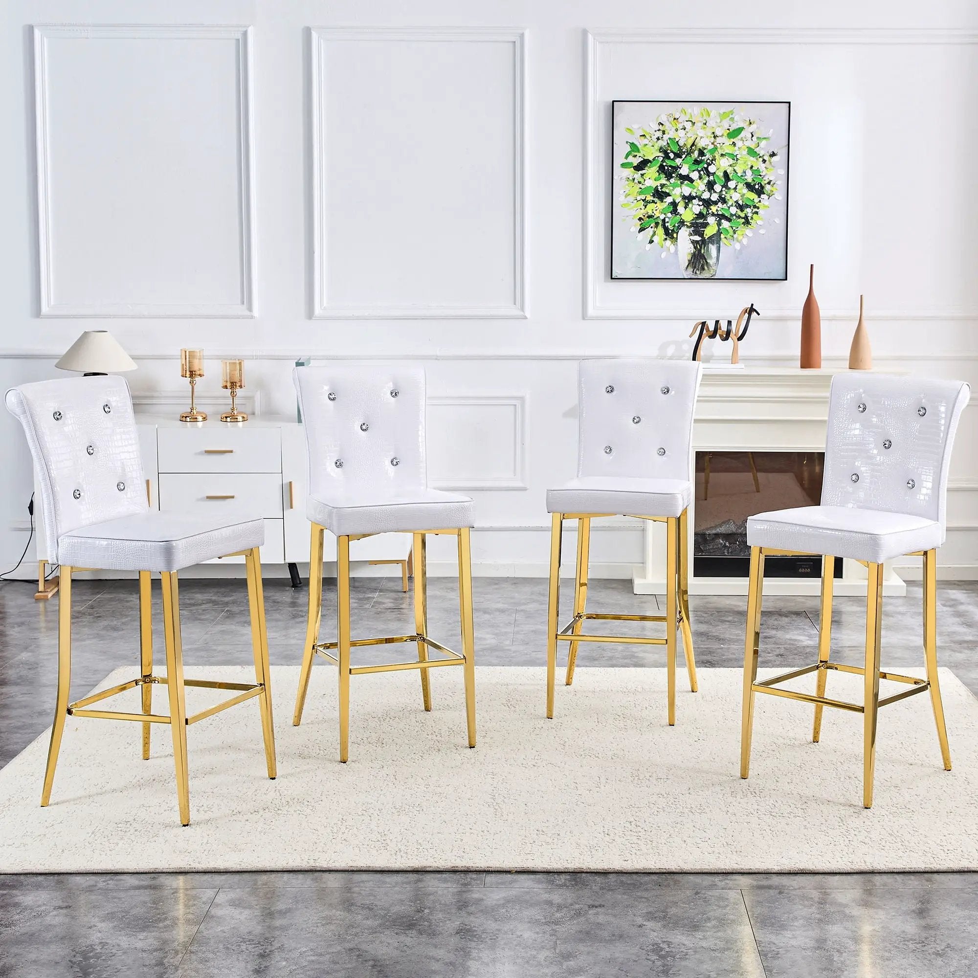 Bar Chairs With Crystal Clasp Design (Set of 2)