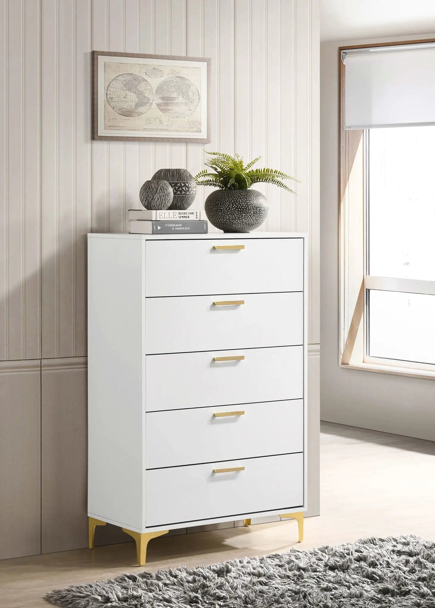 Kendall 5-drawer Bedroom Chest White by Unique Piece Furniture
