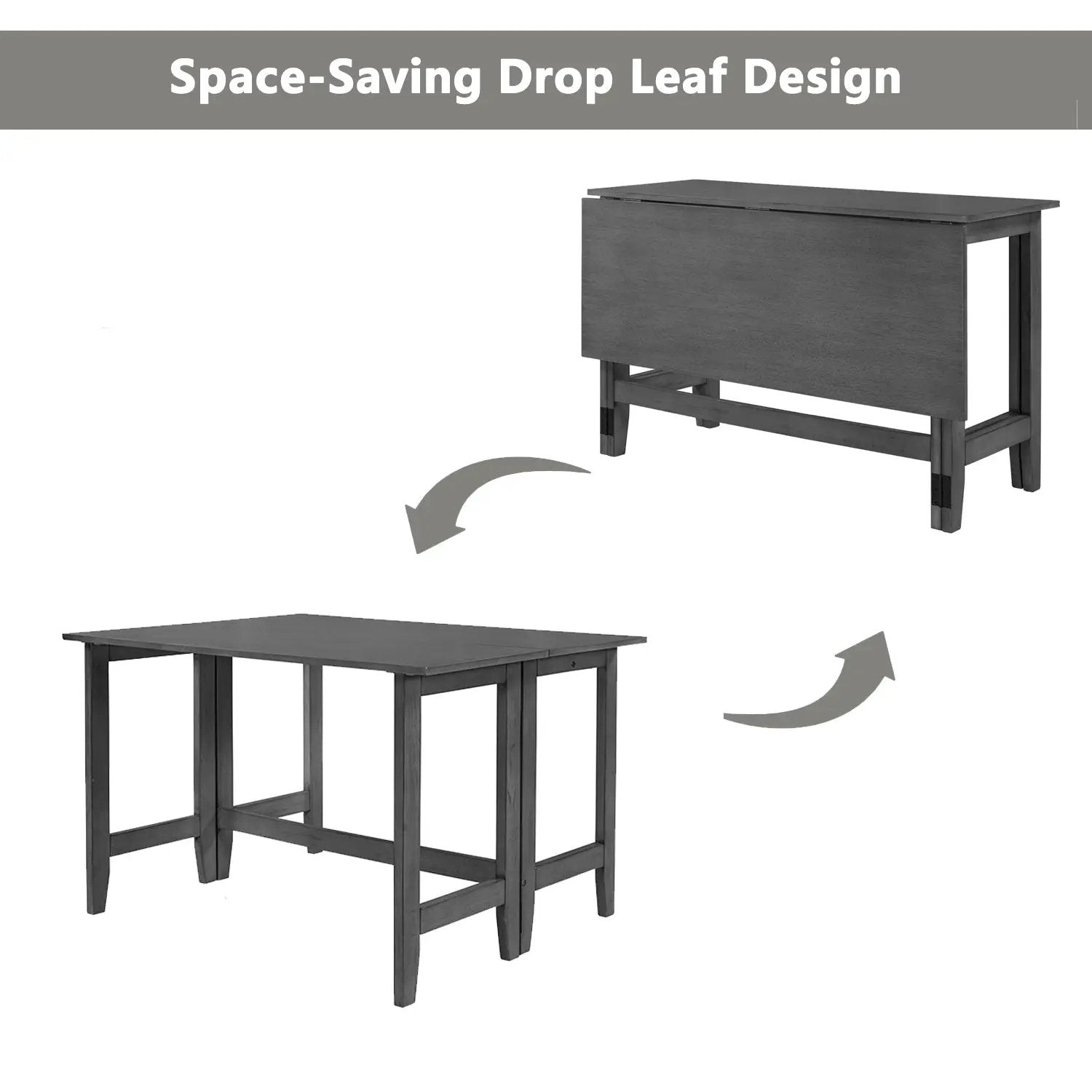 TOPMAX Farmhouse Wood Extendable Dining Table with Drop Leaf by HouseOfZazla
