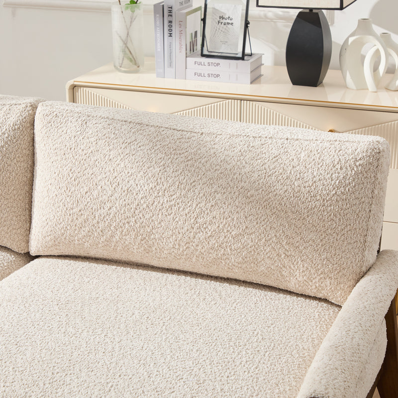 Mid-Century Modern Boucle Fabric Sofa with Solid Wood Frame, photo 4 of 10