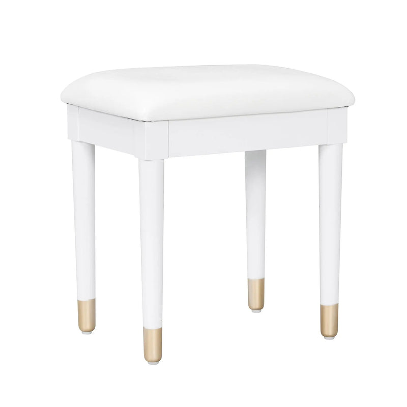 Elegant Vanity Makeup Table & Chair Set Modern Dressing Table With Organizer Writing Desk Charging Port Engineered Wood - White by HouseOfZazla