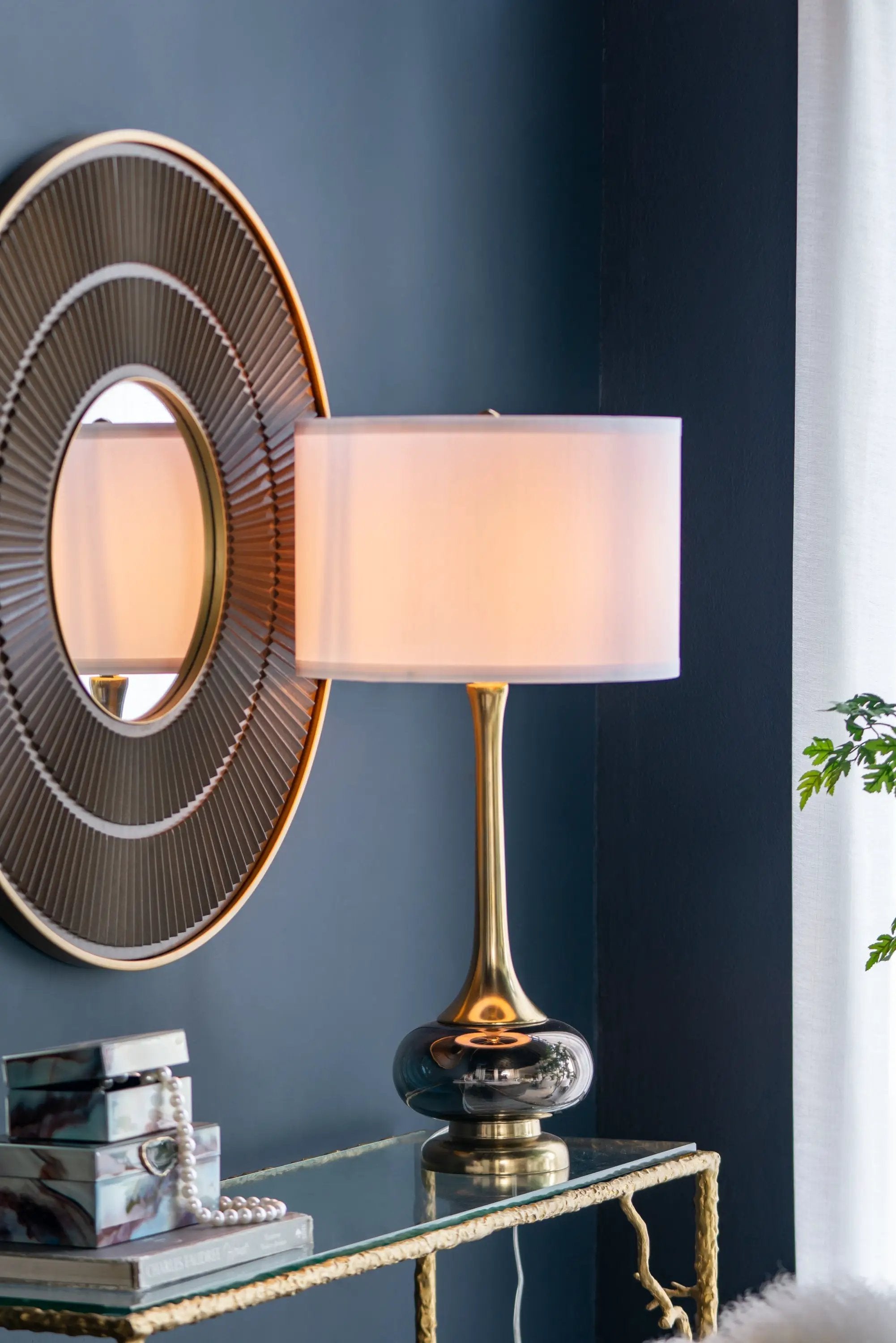 D15x29 Table Lamp with Glass Drum Shade by HouseOfZazla