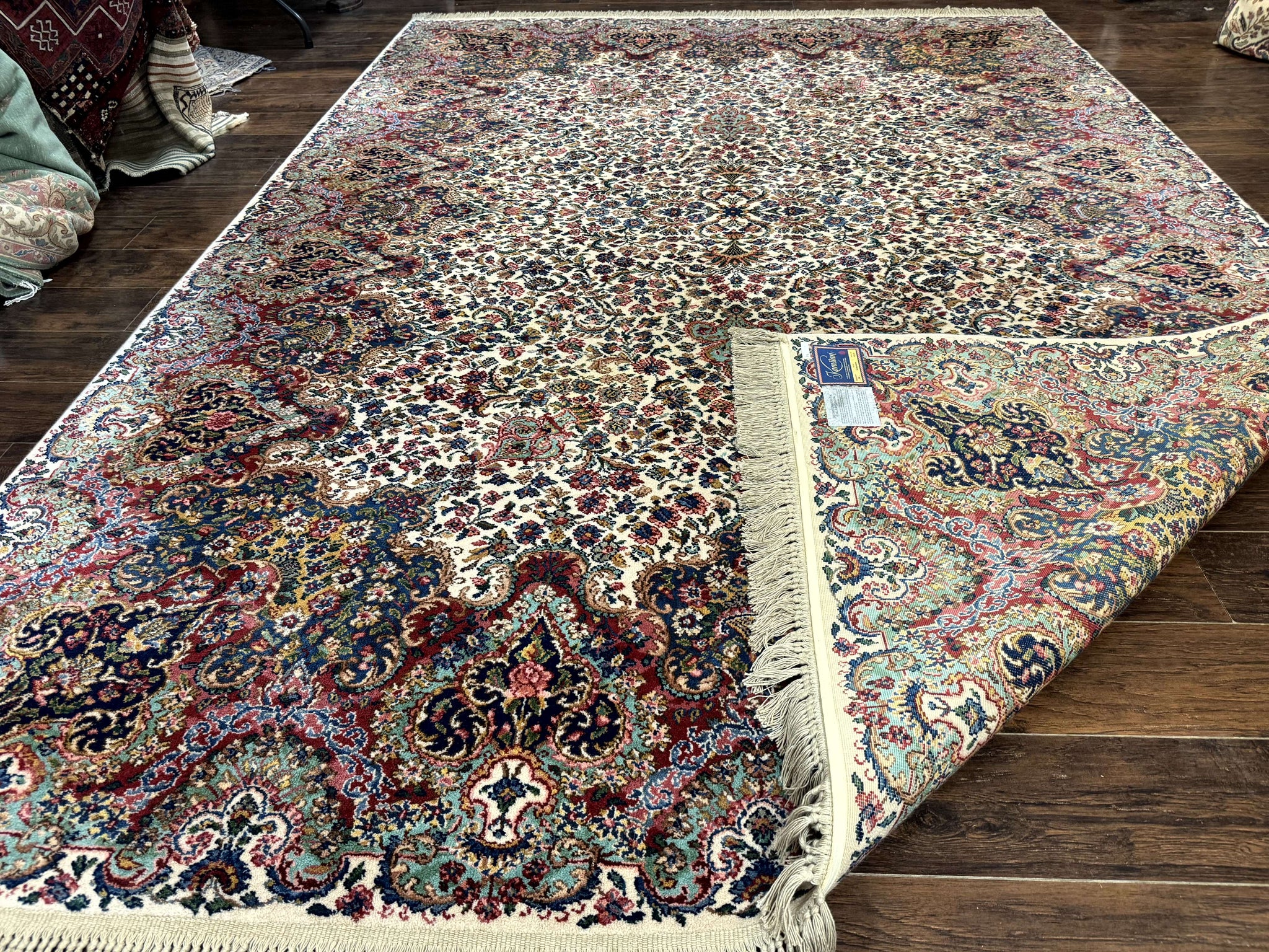 Karastan Rug #742 Floral Kirman 8.8 x 12, Wool Pile, Vintage Original Series, Rare by Jewel Rugs