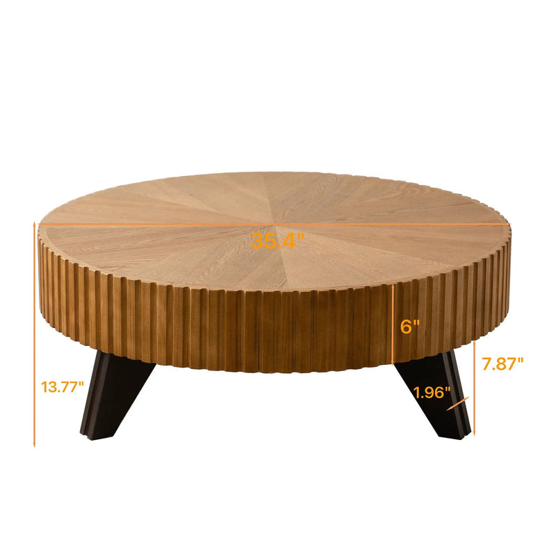 Round Retro Coffee With Solid Wood Legs by Unique Piece Furniture
