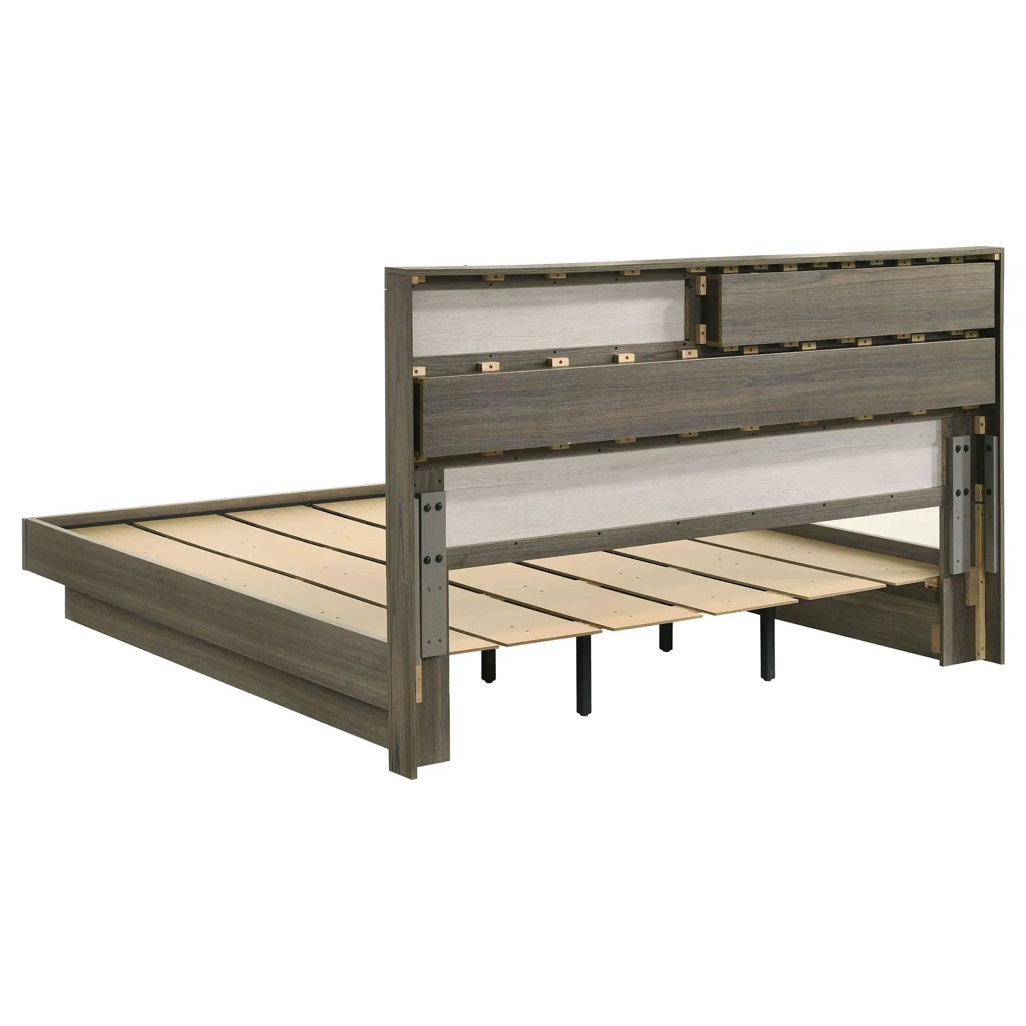 Fenwick Eastern King Bed Bookcase Headboard Grey Oak by Unique Piece Furniture