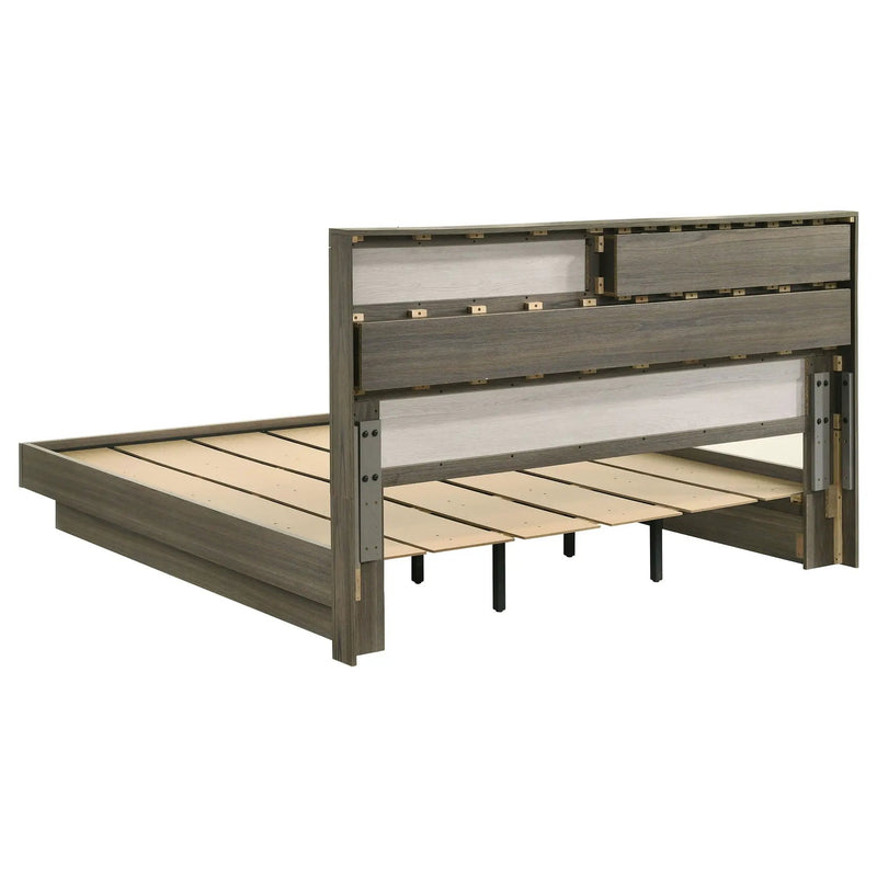 Fenwick Eastern King Bed Bookcase Headboard Grey Oak by Unique Piece Furniture