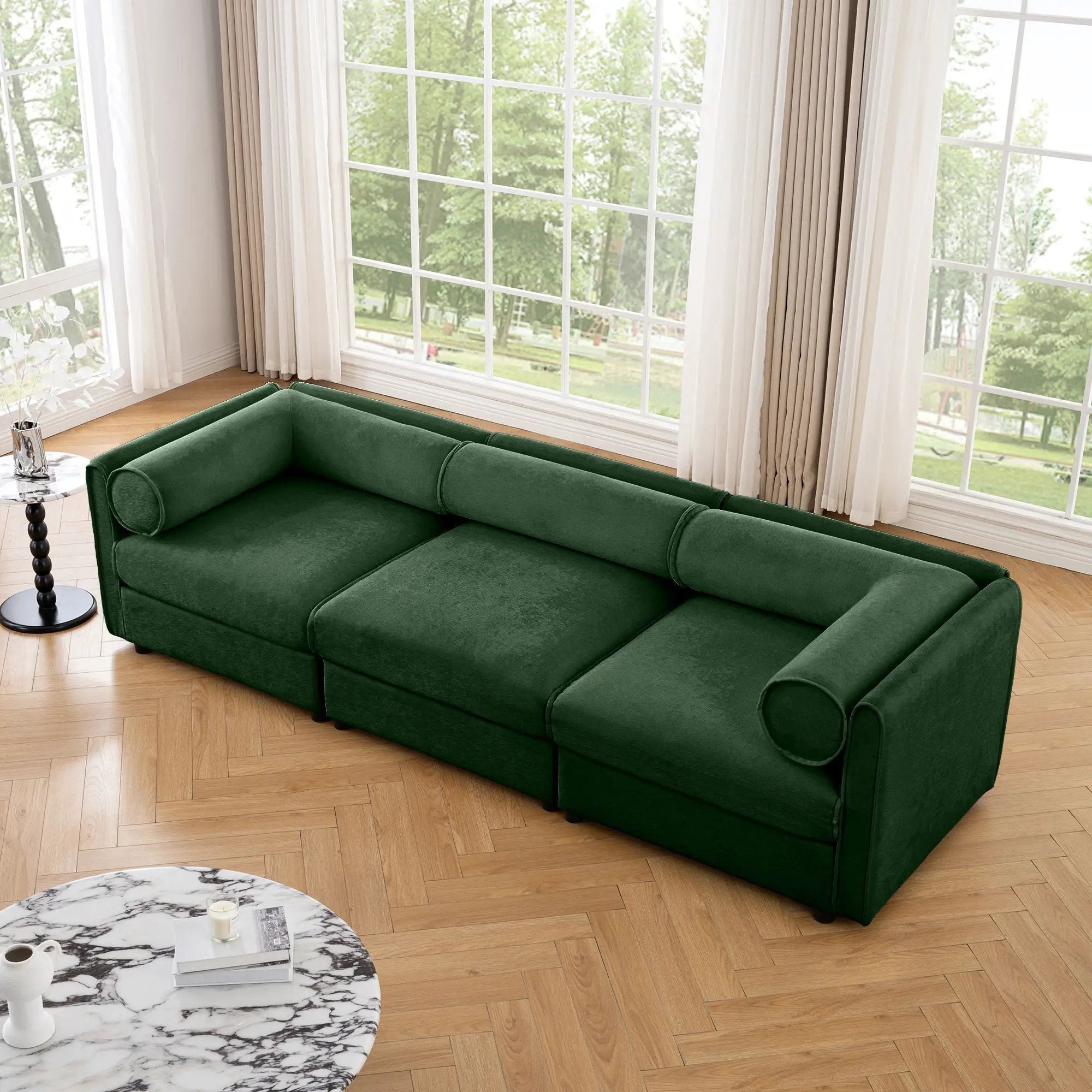 Stylish Sofa With Storage Seat And Cylindrical Backrest by HouseOfZazla