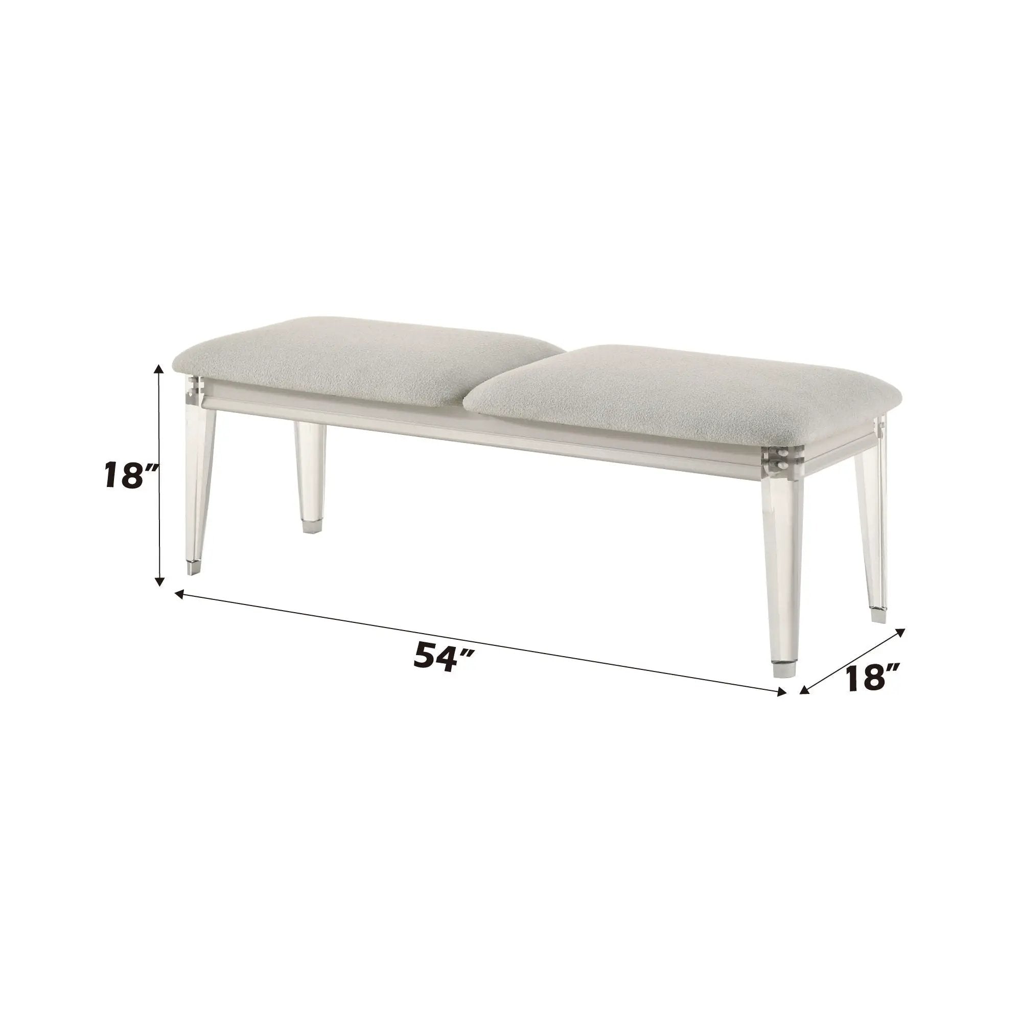 Laveda - Boucle Bench - Light Gray / White by Unique Piece Furniture