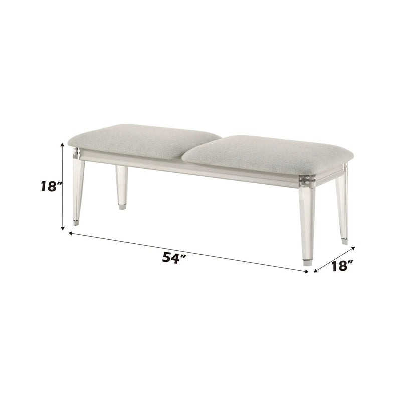 Laveda - Boucle Bench - Light Gray / White by Unique Piece Furniture