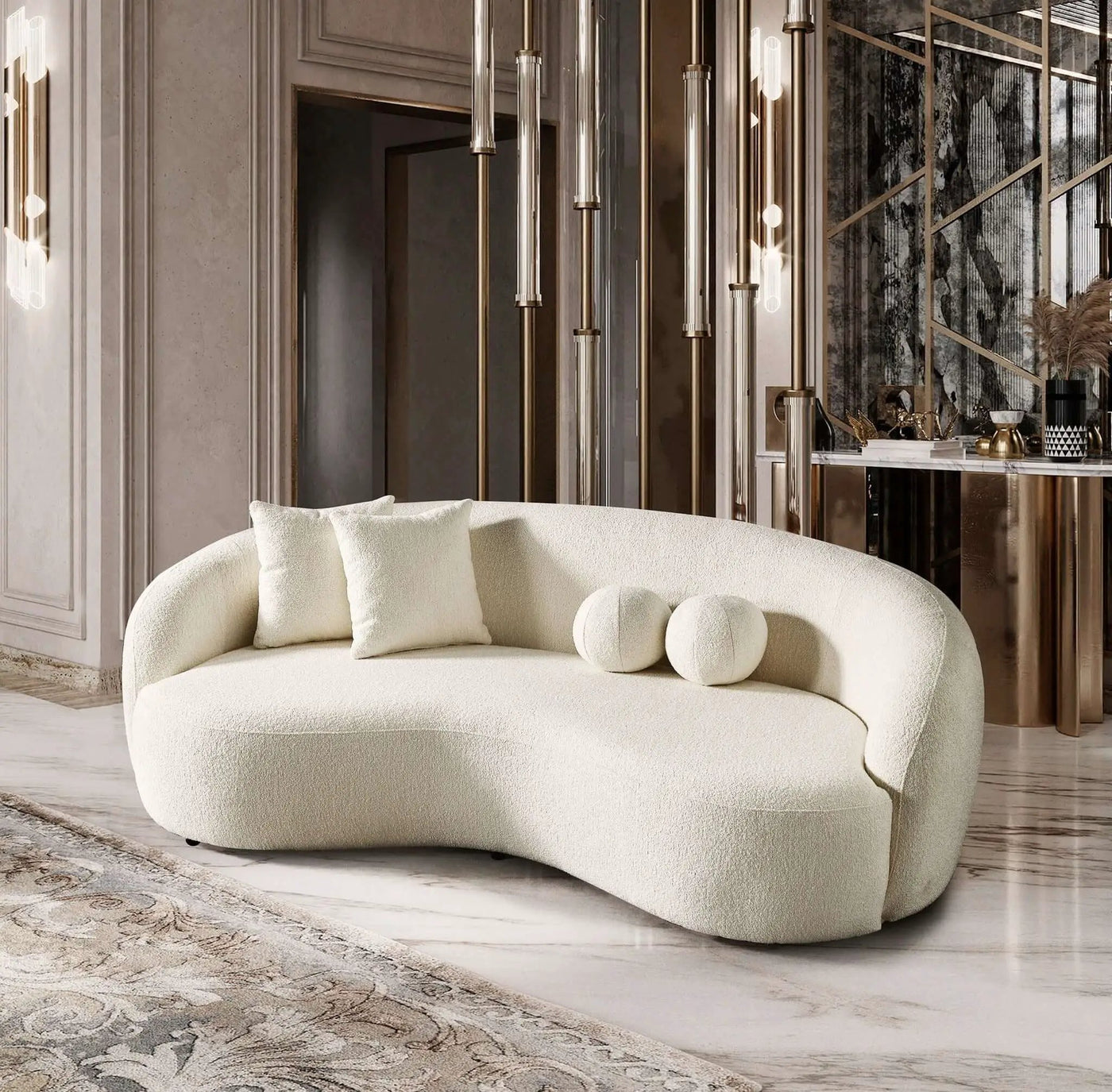 Drake - Japandi Style Curvy Boucle Sofa by Unique Piece Furniture