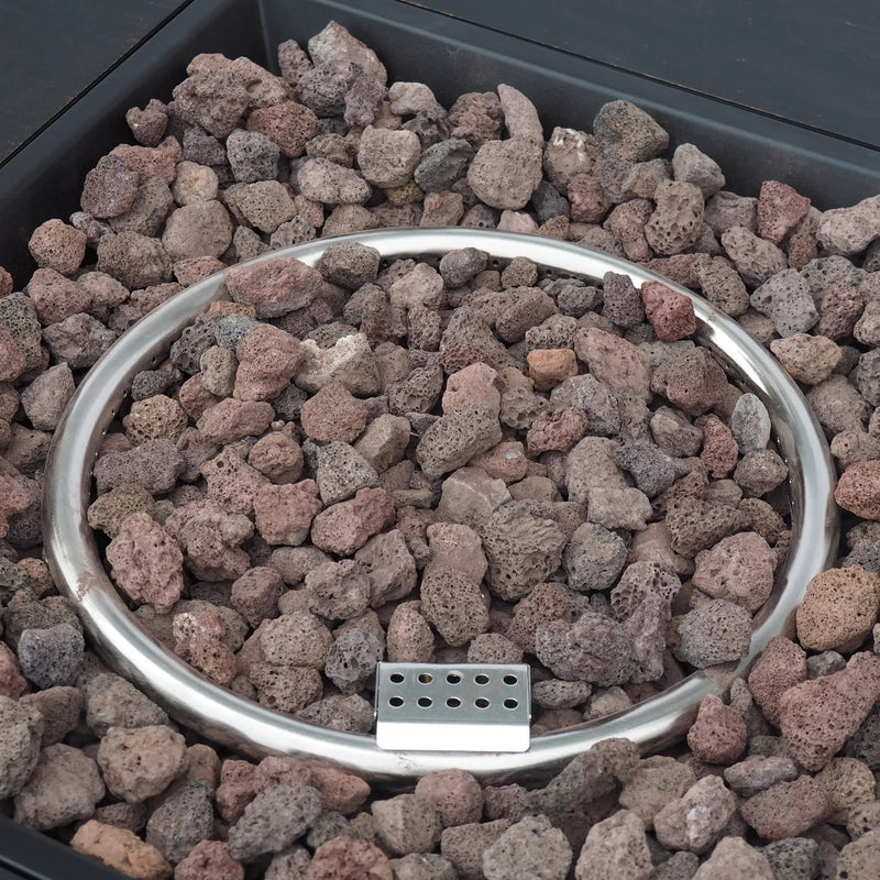 33" Outdoor Iron Square Propane Fire Pit - Brushed Brown by HouseOfZazla