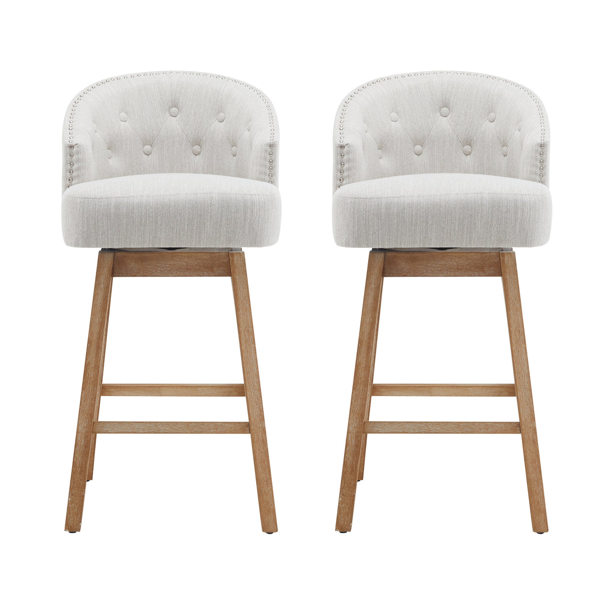 Upholstered Swivel Counter Stools with Backrest – Set of 2, photo 2 of 10