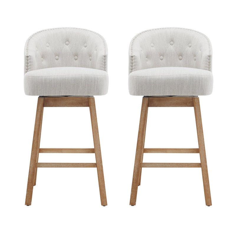 Upholstered Swivel Counter Stools with Backrest – Set of 2, photo 2 of 10