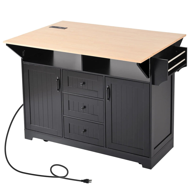 K&K 55.7'' Large Kitchen Island with 2 Drop Leaf by HouseOfZazla