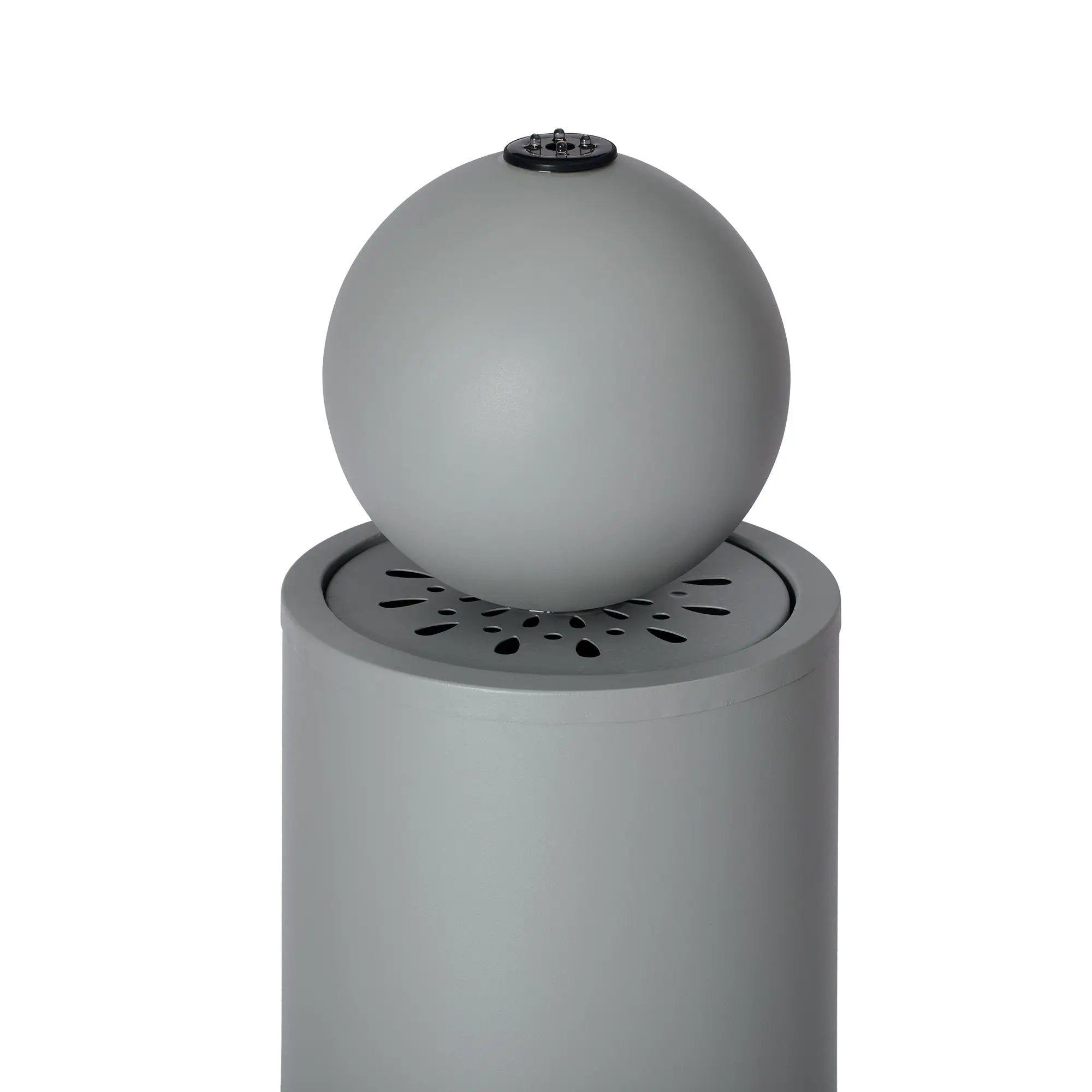 34.25'H Light Gray Metal Cutout Outdoor Water Fountain with LED Lights by HouseOfZazla