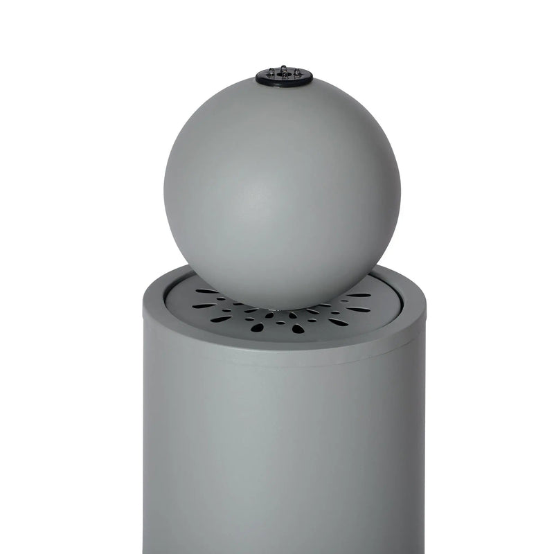 34.25'H Light Gray Metal Cutout Outdoor Water Fountain with LED Lights by HouseOfZazla