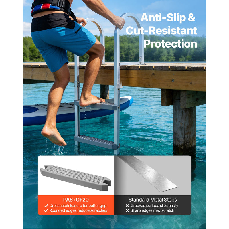 Removable Dock Ladder, 5 Steps, Aluminum Alloy Pontoon Boat Swim Ladder by HouseOfZazla
