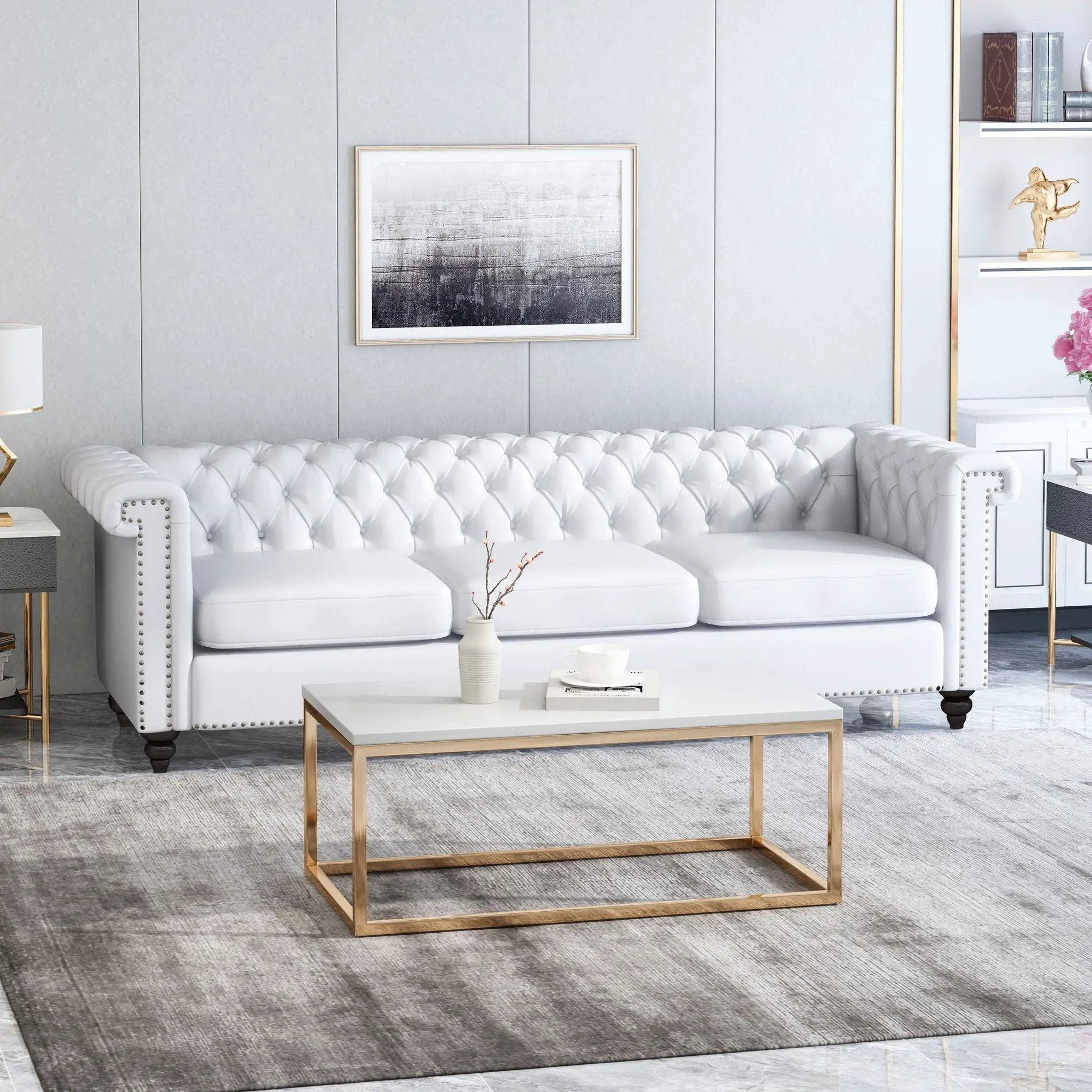 Chesterfield Style 3 Seater Sofa With Deep Button Tufting by HouseOfZazla