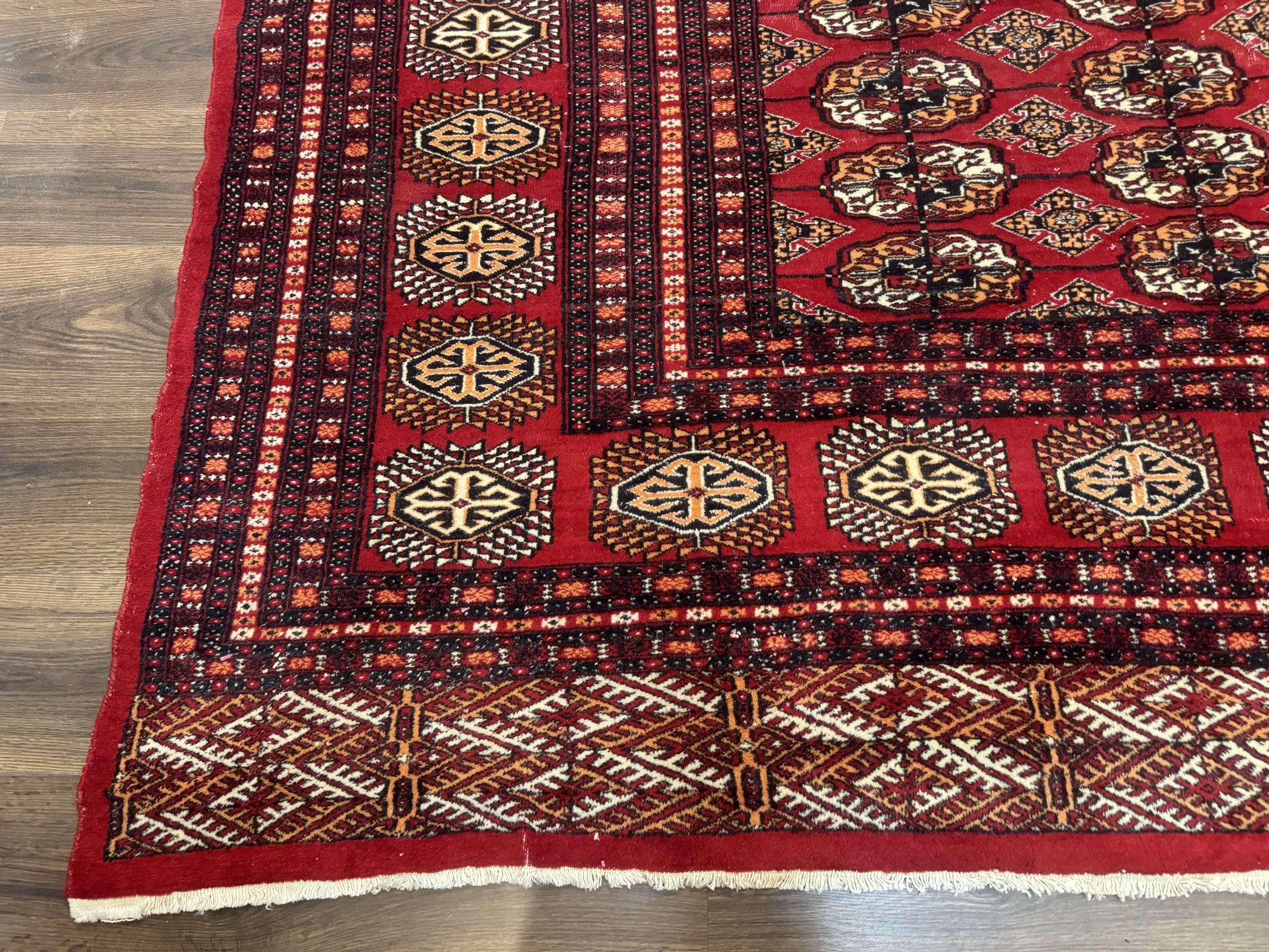 Bokhara Rug 9x12, Red Turkoman Rug, Pakistani Rug, Tribal Carpet, Wool Rug, Red Rug by Jewel Rugs