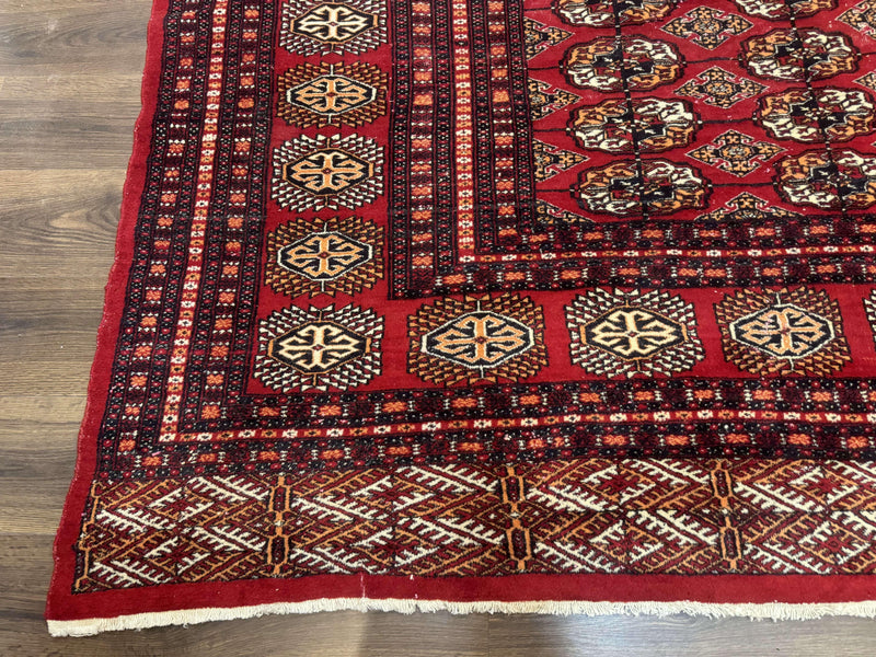 Bokhara Rug 9x12, Red Turkoman Rug, Pakistani Rug, Tribal Carpet, Wool Rug, Red Rug by Jewel Rugs