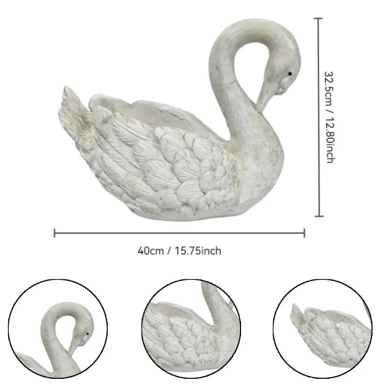 12.8'' Tall Vintage Swan Statue Planter by HouseOfZazla