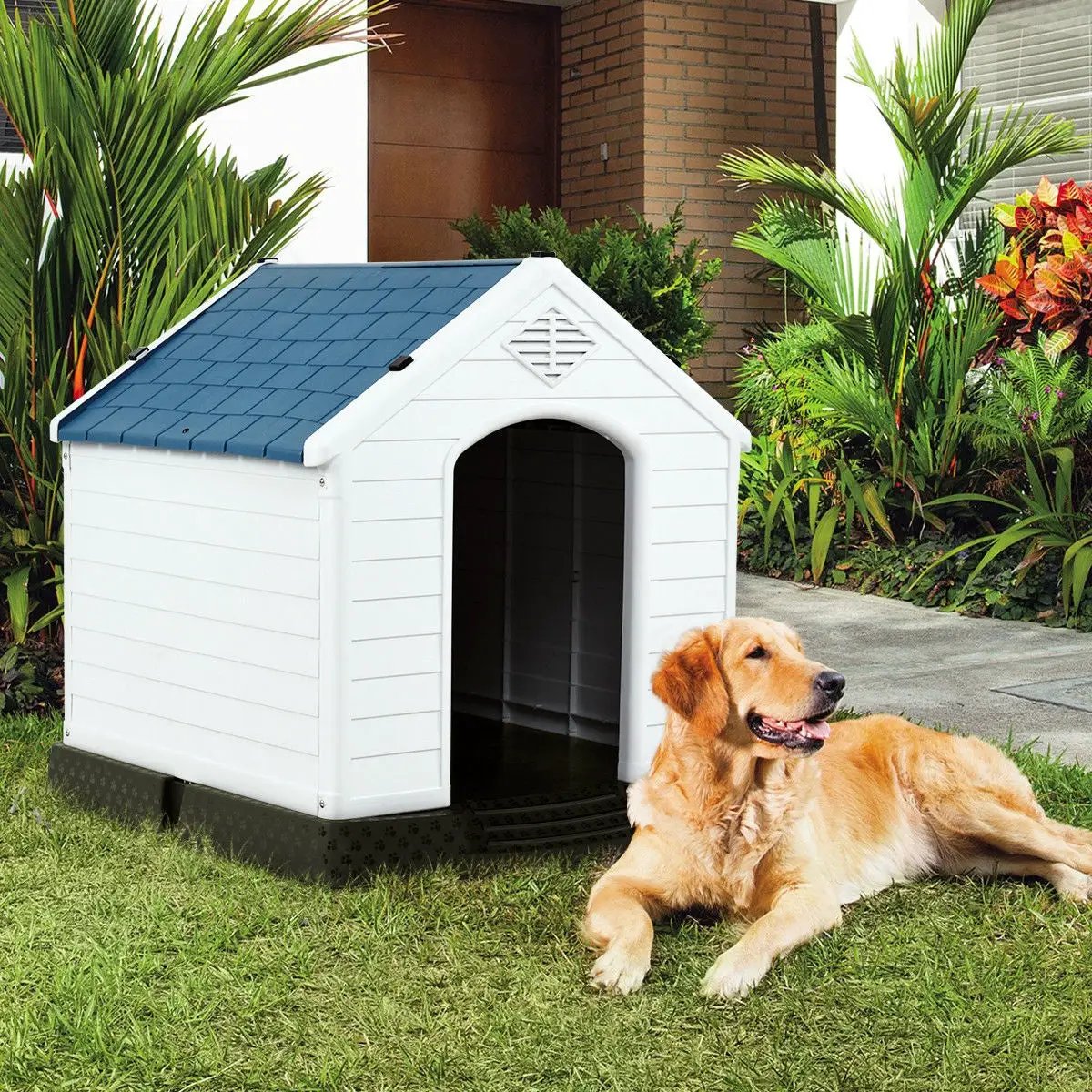Indoor/Outdoor Waterproof Plastic Dog House Pet Puppy Shelter by DirectDeals