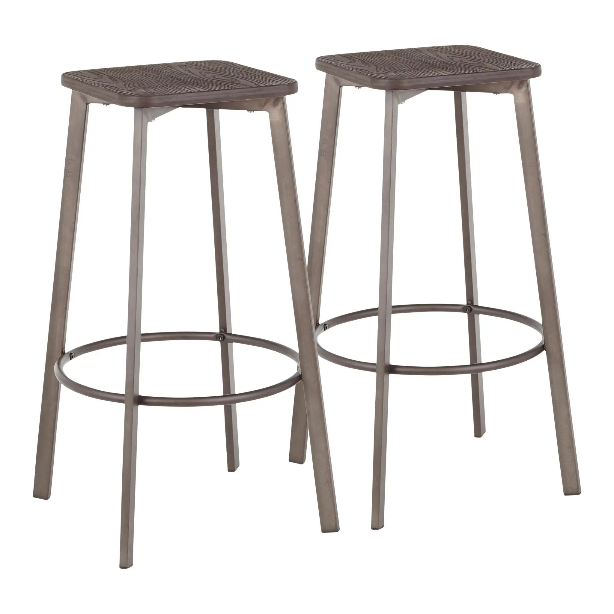 Clara - Industrial Square Barstool (Set of 2) - Espresso by HouseOfZazla