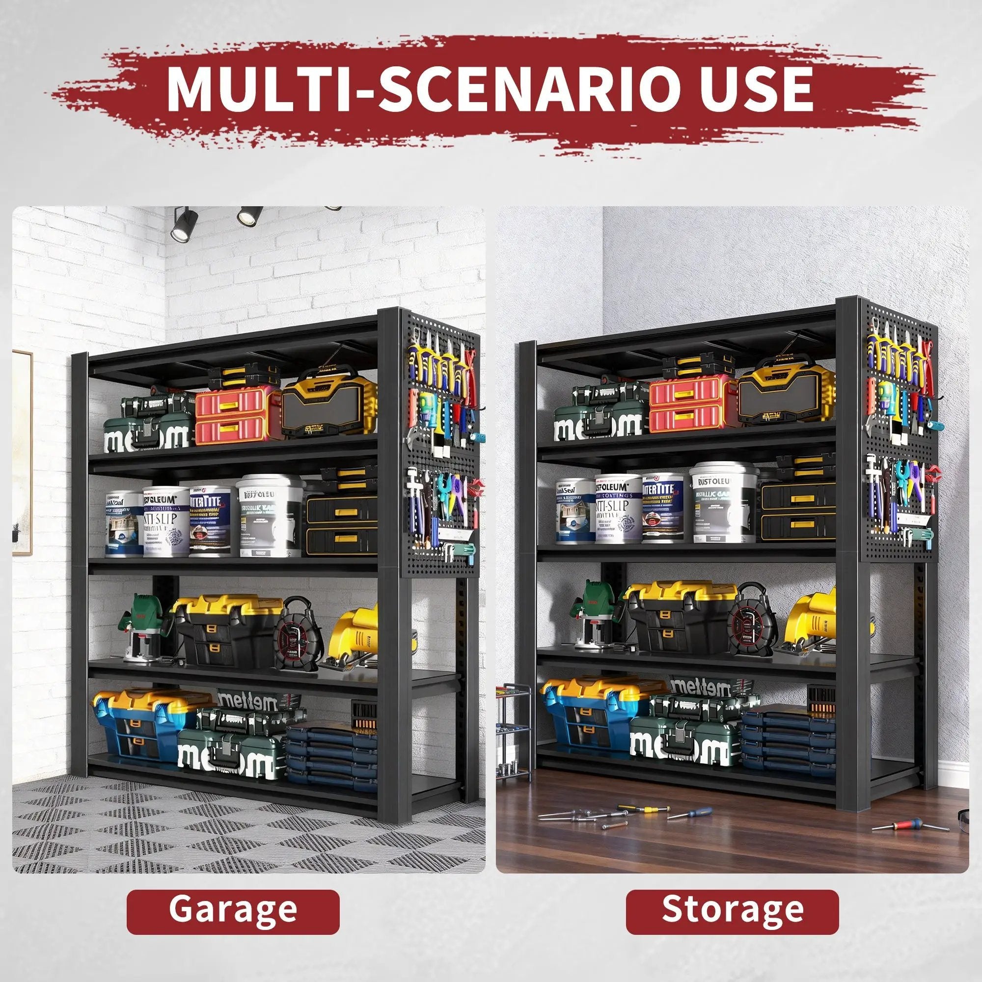 72"H 5-Tier Adjustable Heavy-Duty Shelving with Pegboard by HouseOfZazla