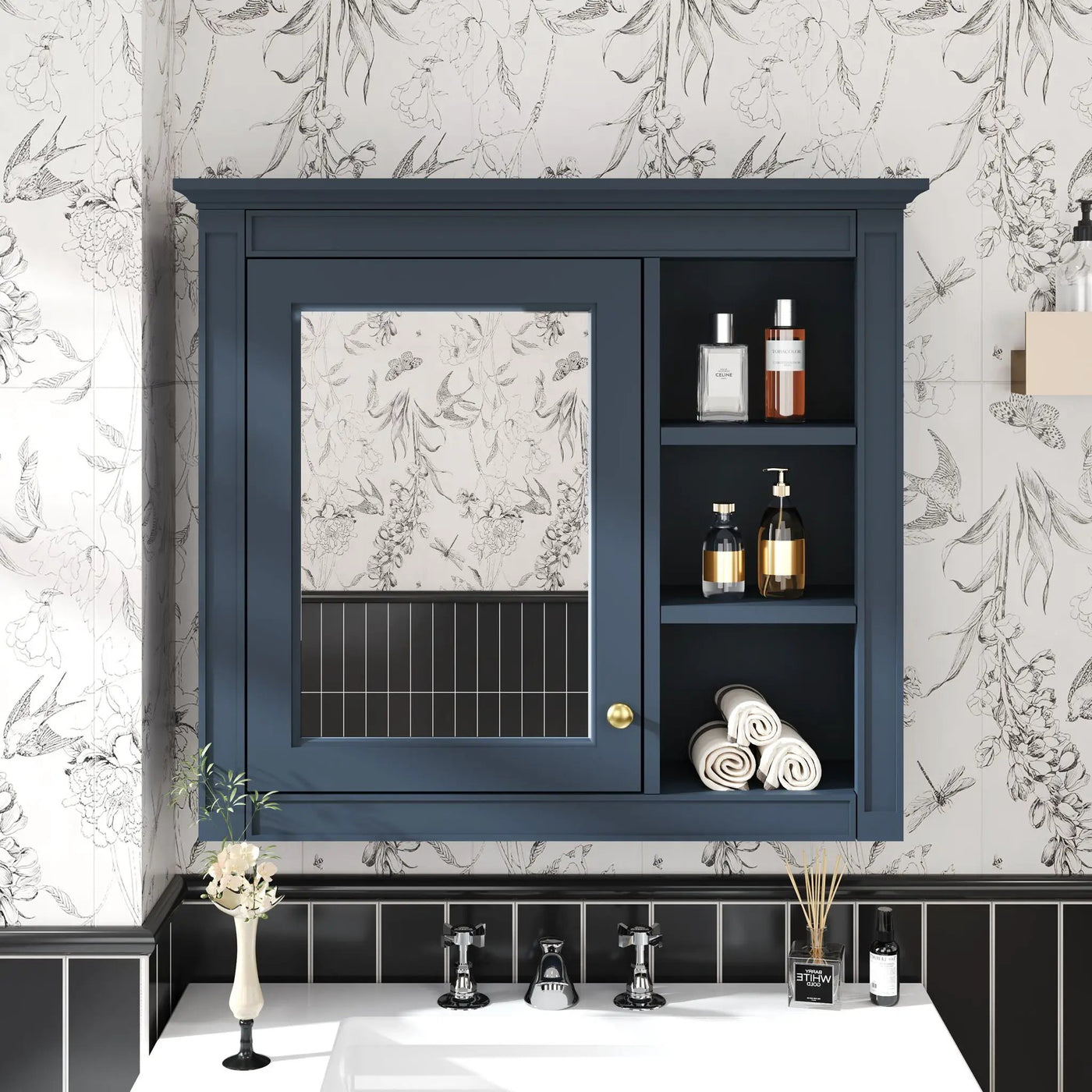Wall Mounted Medicine Cabinet With Mirror and 3 Open Shelves by HouseOfZazla