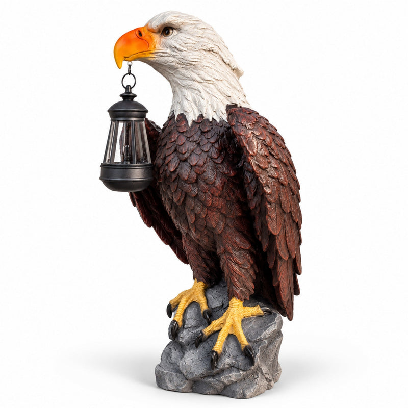 23.23-Inch Solar Bald Eagle Statue with Lantern, Outdoor Garden Decor for Patio and Yard, photo 8 of 10