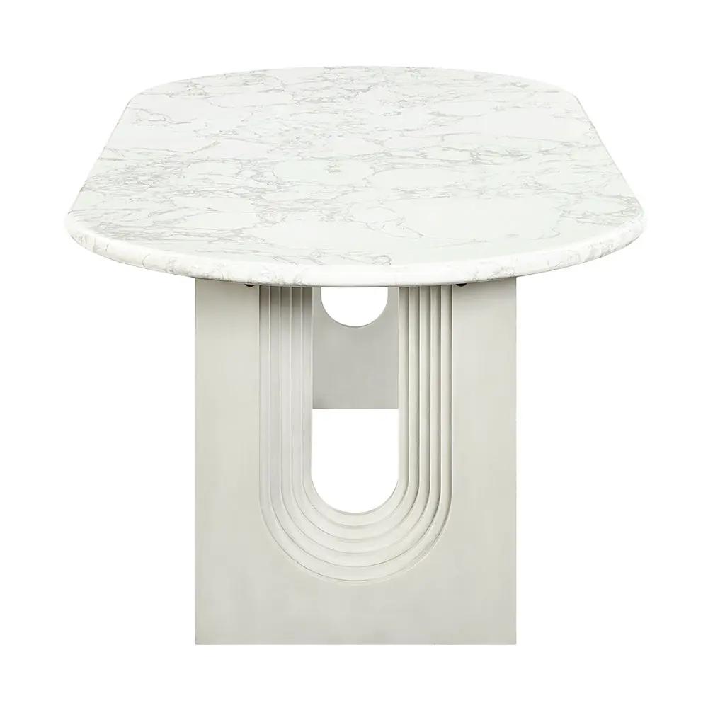 Zayn - Dining Table - White Natrual Marble Top & White by Unique Piece Furniture
