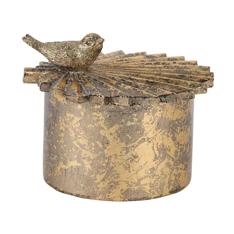 5.1x4.9x3.9' Circular Trinket Box With Bird by HouseOfZazla