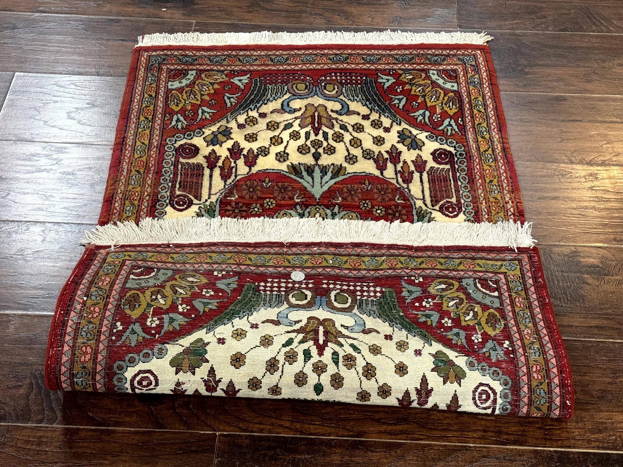 Persian Bijar Rug 2.6 x 4, Antique Carpet, Brick Red and Ivory by Jewel Rugs