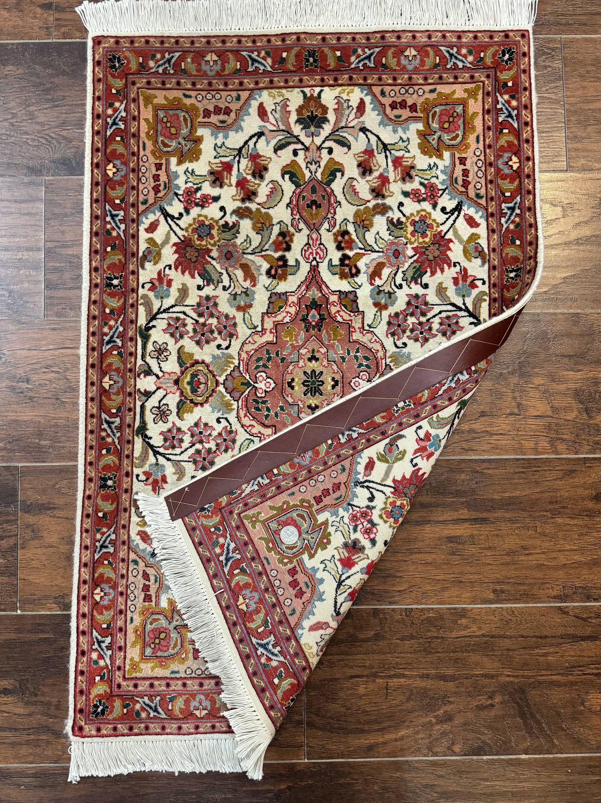 Small Persian Tabriz Rug 2x3, Floral Medallion, Wool and Silk, 340 KPSI by Jewel Rugs