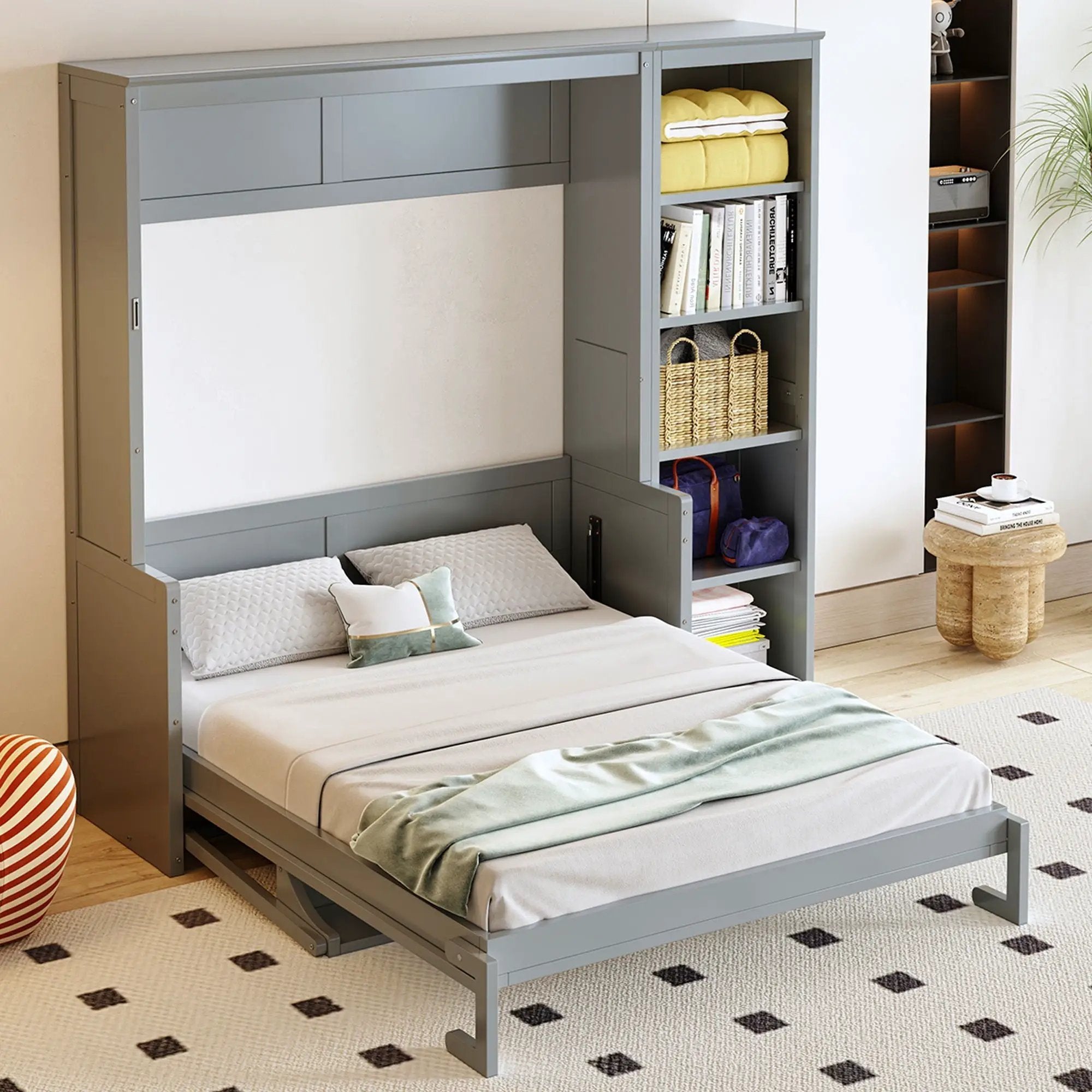 Sturdy Murphy Bed With Desk And Bookshelf by HouseOfZazla