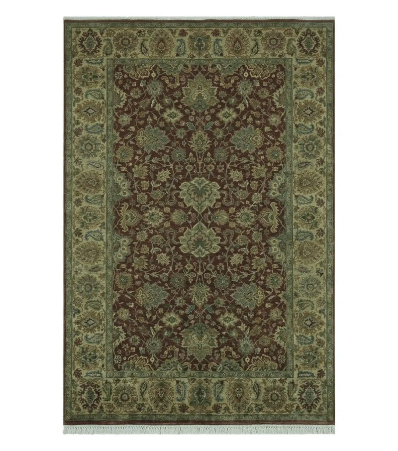 6' X 9' Handmade India Floral Oriental Wool Rug Carpet Tea Wash Red Hand Knotted by Jewel Rugs
