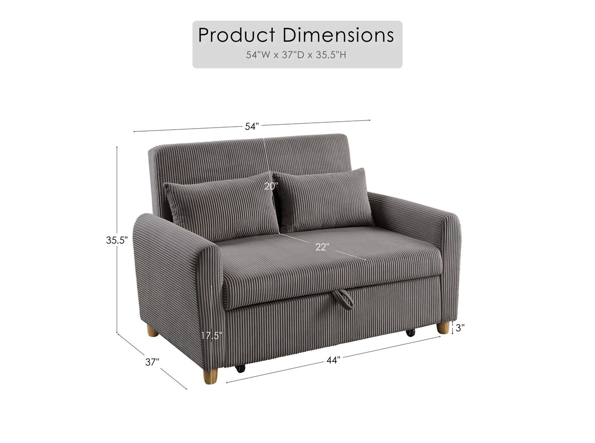 Justine - Convertible Sleeper Loveseat - Brown, photo 7 of 7