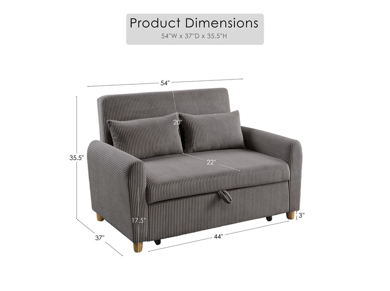 Justine - Convertible Sleeper Loveseat - Brown, photo 7 of 7