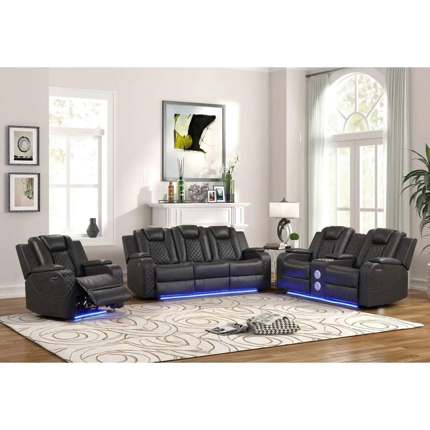 Benz - LED & Power Recliner With Adjustable Headrests And Ambient LED Lighting by HouseOfZazla
