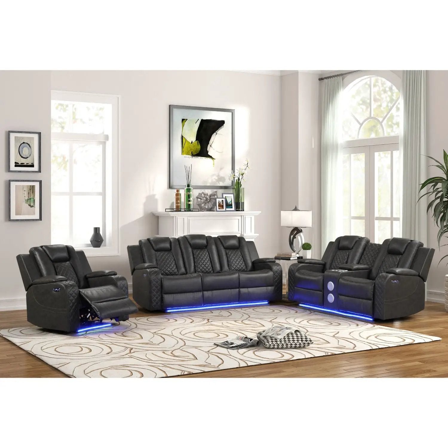 Benz - LED & Power Recliner With Adjustable Headrests And Ambient LED Lighting by HouseOfZazla