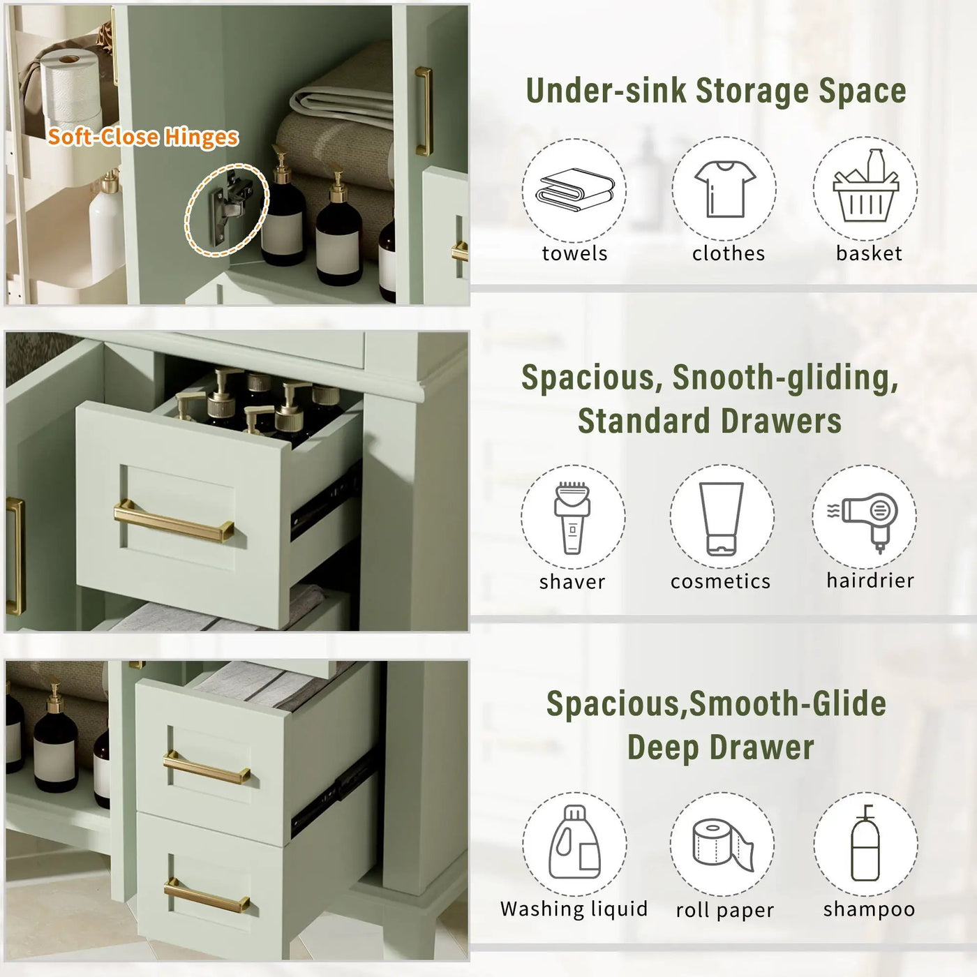 Modern Bathroom Vanity With Ceramic Sink, Soft Close Storage Cabinet by Unique Piece Furniture