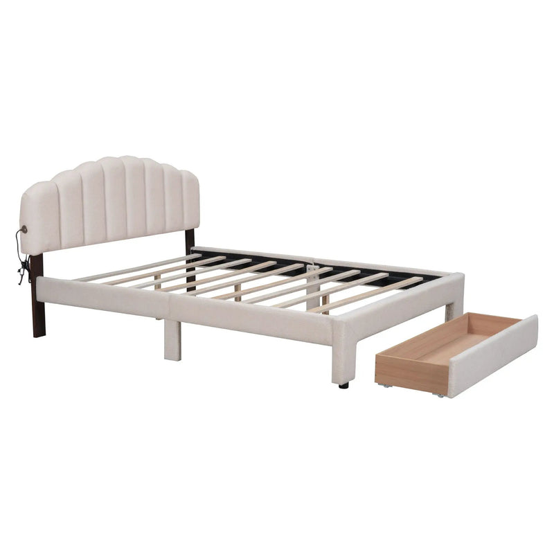 Upholstered Platform Bed With Drawer by Unique Piece Furniture